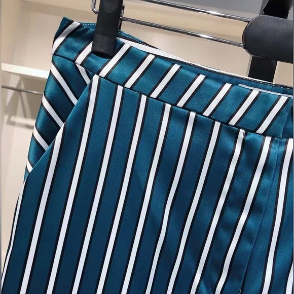 US 12 Self-Portrait Green Alex Stripe Pants NWT - Picture 3 of 11